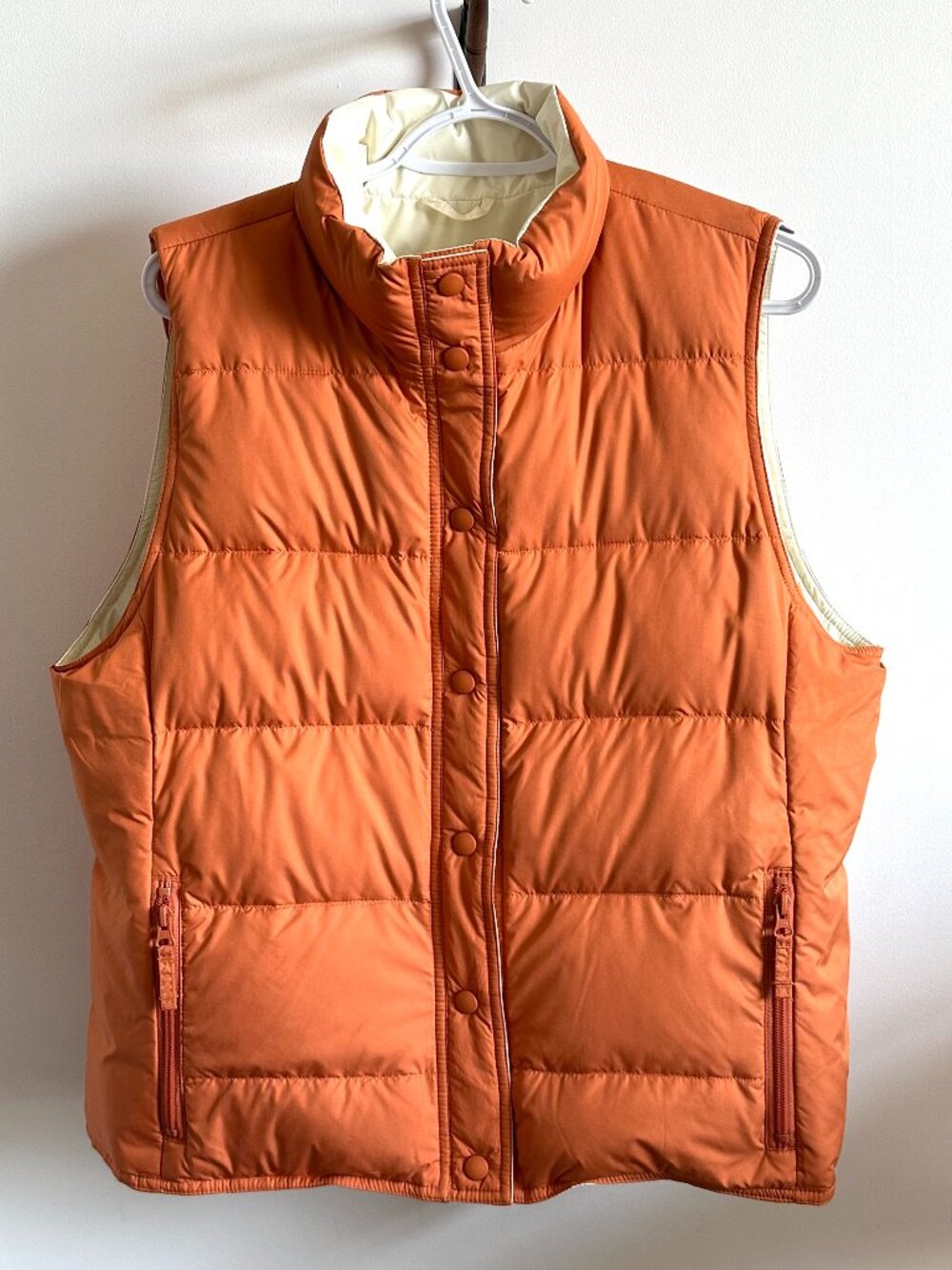 Alpine Tek Reversible Puffer Vest Orange Cream Vintage Winter Warm Lg Like New